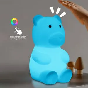 Lampa de Veghe Squishy Ursulet Silicon cu Lumini Multicolore