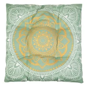 Perna Alba Verde Menta cu Model Auriu Mandala pentru Scaun 42x42cm – poza 2
