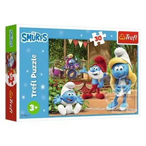 Puzzle Multicolor Strumfii în Scenă – Joc Educațional pentru Copii