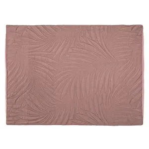 Față de Pernă Roz cu Model Frunze, 70x50 cm, Textil Decorativ