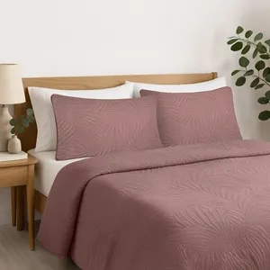 Față de Pernă Roz cu Model Frunze, 70x50 cm, Textil Decorativ – poza 3