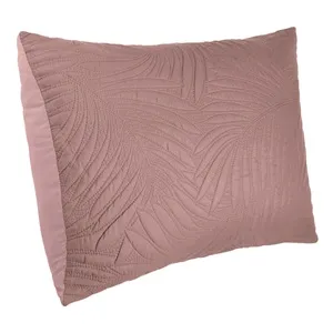 Față de Pernă Roz cu Model Frunze, 70x50 cm, Textil Decorativ – poza 4