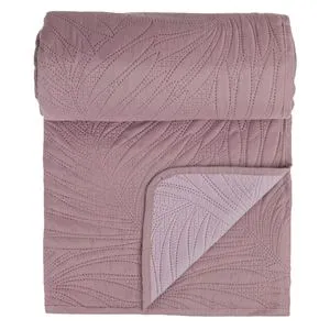 Cuvertură pentru două persoane roz mov cu frunze reliefate 220x240cm