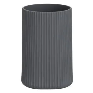 Suport plastic gri cu model pentru perie de dinți 7x7x12cm
