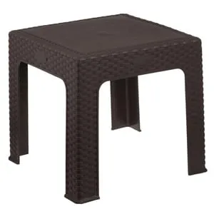 Masă Auxiliară Plastic Maro Stil Rattan pentru Terasă și Interior – poza 2