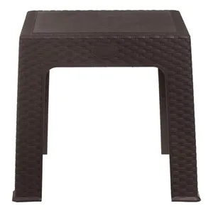 Masă Auxiliară Plastic Maro Stil Rattan pentru Terasă și Interior – poza 4