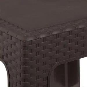 Masă Auxiliară Plastic Maro Stil Rattan pentru Terasă și Interior – poza 5