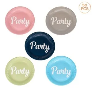 Set Farfurii de Carton Party 5 Culori - 50 buc