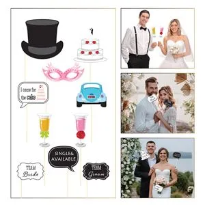 Set accesorii foto nuntă, 10 buc, multicolor