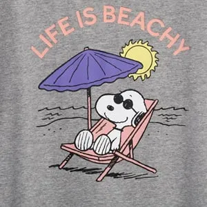 Camisă relaxantă gri cu imprimeu Snoopy pentru femei - Stil vară – poza 3