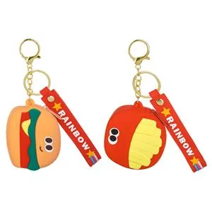 Portofel pentru copii cu design 3D burger si breloc, 7 cm, galben