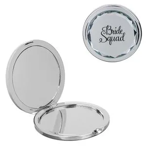 Oglindă de buzunar rotundă, dublă față, cu mărire x2, argintie, 7 cm