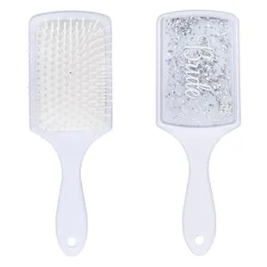 Perie de păr albă cu glitter argintiu „Bride”, 24.5 cm
