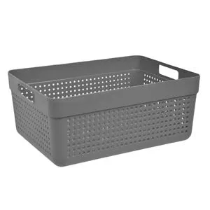 Cos de depozitare plastic antracit cu manere, 10L