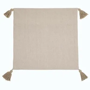 Fată de pernă decorativă din bumbac, Bej, cu ciucuri, 43x43 cm
