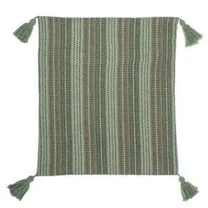 Fată de pernă decorativă din bumbac, cu dungi și ciucuri, 43x42 cm, Verde