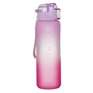 Sticla de apă sport din plastic 1L cu design ombre fuchsia-lila