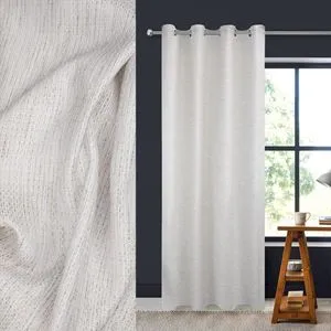 Perdea Decorativă Ecru cu Fir Bej și Inele pentru Spații Elegante