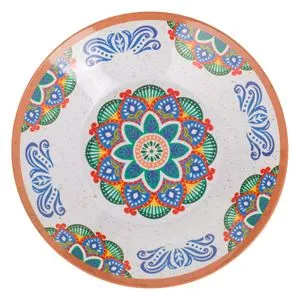 Farfurie Adanca Rotundă din Melamină cu Model Aztec
