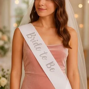 Panglică de petrecere 'Bride To Be', Albă