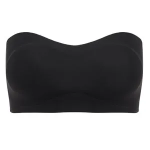 Bustier Strapless Negru cu Burete și Band de Silicon