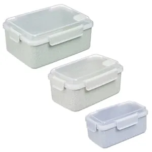Set 3 Caserole Verde Menta cu Supapa de Aer de 3 Marimi Diferite