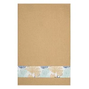Prosop de bucatarie cu model scoici si corali, 60x40cm, maro