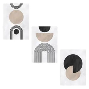 Set 3 postere decorative cu forme geometrice, 50x70 cm, nuante pamantii