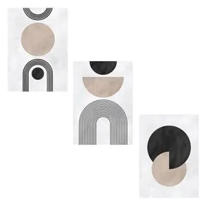 Set 3 Afișe Decorative cu Forme Geometrice, 50x70 cm, Bej – poza 2