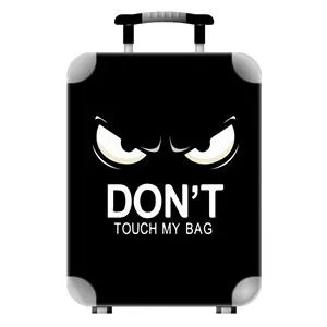 Autocolante pentru valiză cu model ochi furioși și mesaj 'Don't touch my bag', set 3 buc, 32x28 cm, negru