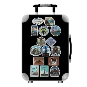 Autocolante pentru Valiza cu Orase din Lume, 15 buc, Multicolore, 14x21.5 cm