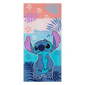 Prosop de plaja din microfibra cu model Stitch, 140x70cm, Roz si Bleu