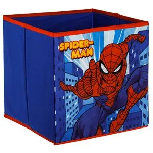 Cutie de depozitare textilă, albastră, cu model Spiderman, 25x25x25 cm, fără capac
