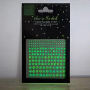 Strasuri autocolante rotunde irizate glow in the dark