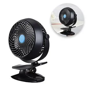 Ventilator de masa reincarcabil cu clips, 4W, negru
