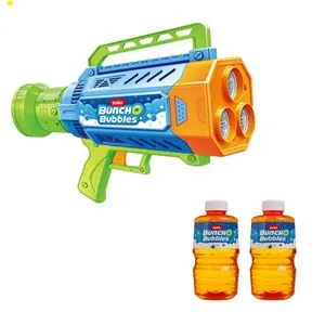 Aparat de baloane de săpun tip mitralieră, Albastru, cu LED, Set 2 x 250 ml soluție