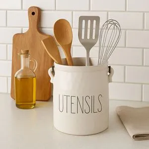 Suport Organizator Ustensile Bucătărie Ceramic Bej