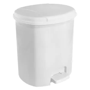 Cos de gunoi din plastic alb pentru baie 14L cu pedala