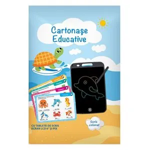 Set Cartonase Educative cu Tableta de Scris LCD, 9x12.5 cm, Negru
