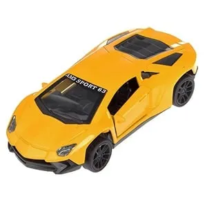 Mașină jucărie galbenă miniatură scară 1:43 cu uși care se deschid