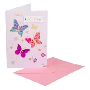 Felicitare Zi de Naștere cu Fluturi cu Paiete și Folie Aurie, 13x19cm – poza 2