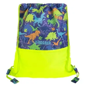 Rucsac cu snur pentru băieți, model dinozauri, galben fluorescent, 33x39.5 cm – poza 2