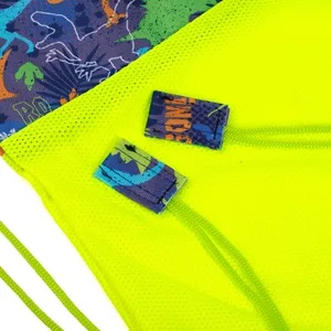 Rucsac cu snur pentru băieți, model dinozauri, galben fluorescent, 33x39.5 cm – poza 4