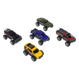 Set 5 masini off road cu roti mari, multicolore, plastic