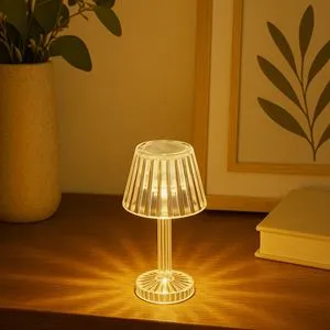 Veioză transparentă cu LED, mini, cu baterii incluse