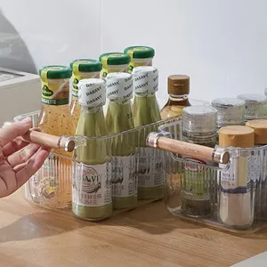 Cutie de depozitare transparentă cu manere din lemn, 7.46L – poza 3