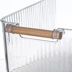 Cutie de depozitare transparentă cu manere din lemn, 7.46L – poza 4