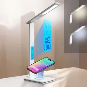 Lampa de Birou LED cu Încărcare Wireless și Display Digital
