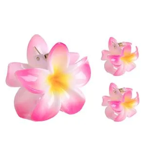 Set 3 Clame de Par cu Floare Orhidee Fucsia, 4-8 cm