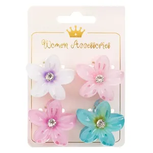 Clame Par Femei Model Orhidee cu Strass, 4 Bucăți, 4 cm, Culori Asortate – poza 3